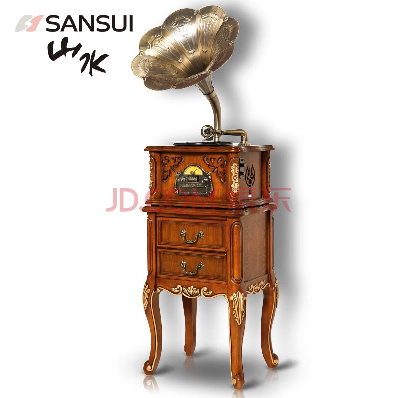 山水(sansui) v7留声机复古老式黑胶唱片机 仿古欧式电唱机音响 客厅