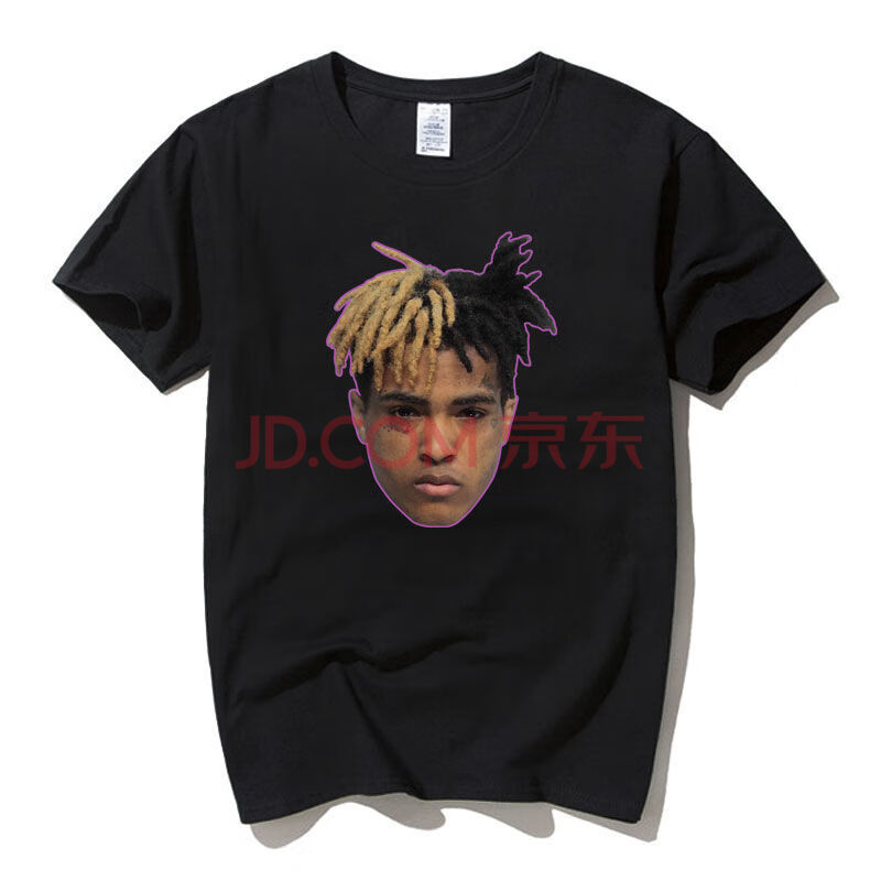 hiphop潮流嘻哈oversize短袖t恤宽松男女情侣 xxxtentacion头像紫边