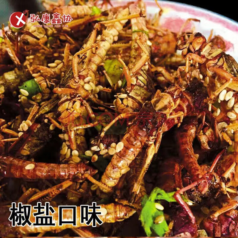 油炸蚂蚱 100g/袋 新鲜即食蝗虫零食虫子昆虫美食小吃 椒盐 3袋去翅膀