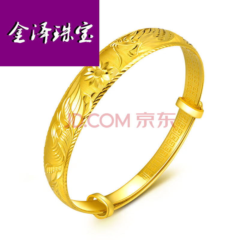 黄金手镯999足金实心抽拉龙凤镯婚嫁送礼xyd0022七夕情