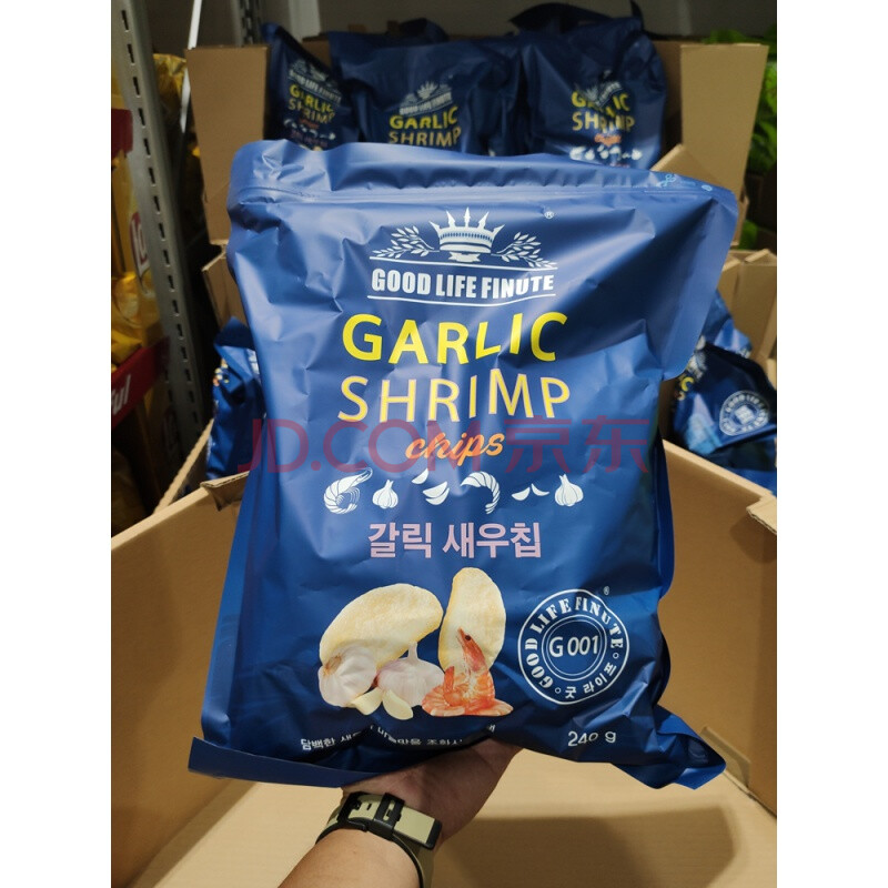 山姆超市代购韩国进口garlic shrimp趣莱福虾片蒜味大包膨化薯片
