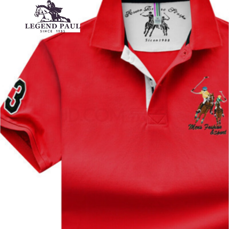 传奇保罗官网 夏季翻领绣花骑马polo衫大码休闲商务百搭短袖polo男装