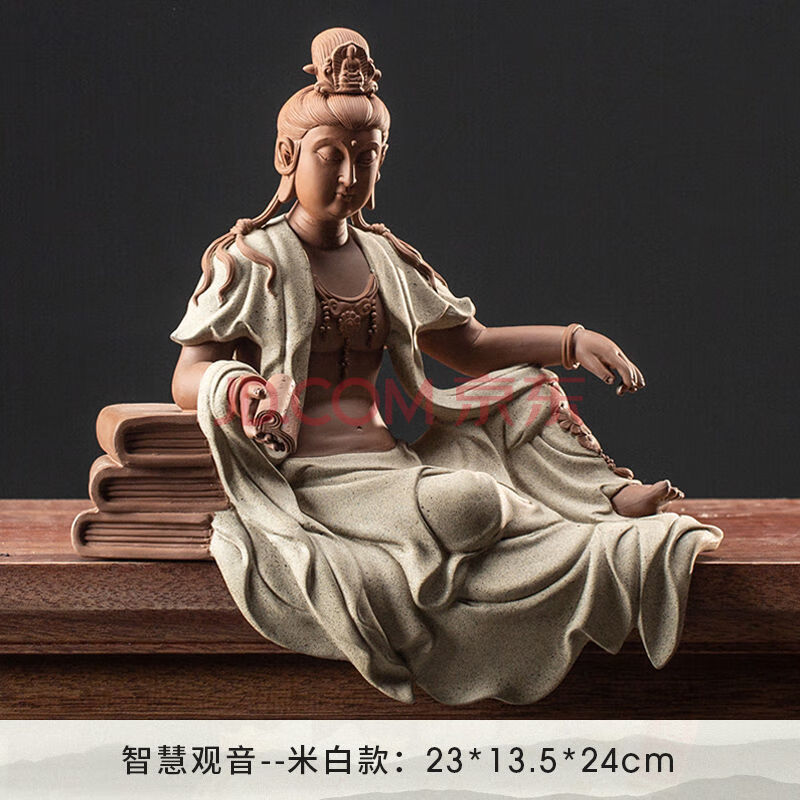 中式禅意智慧观音菩萨佛像摆件家居装饰品灯饰风水保平安 智慧观音-米