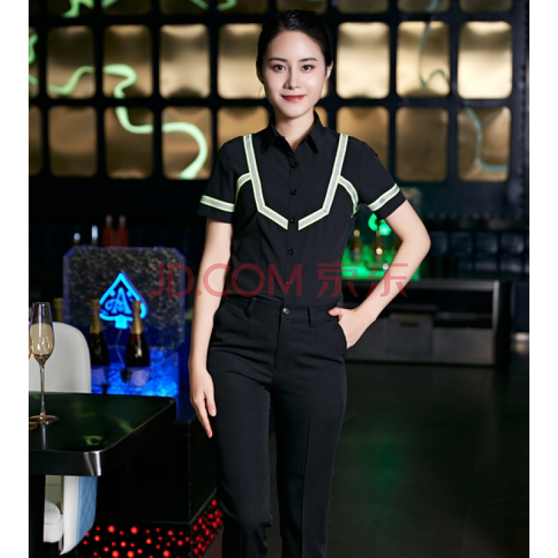 龙丽儿龙丽儿ktv服务员工作服夏装酒店咖啡厅火锅店短袖工装 女【上衣