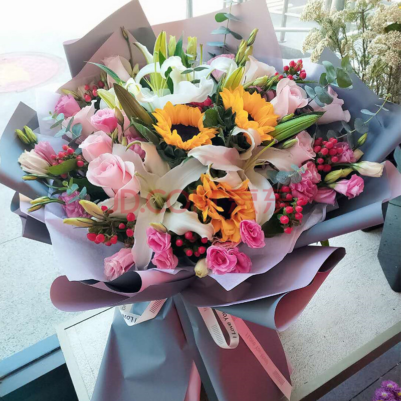 鲜花 同城配送百合混搭花束生日节日礼物送朋友长辈领导探望病人上海