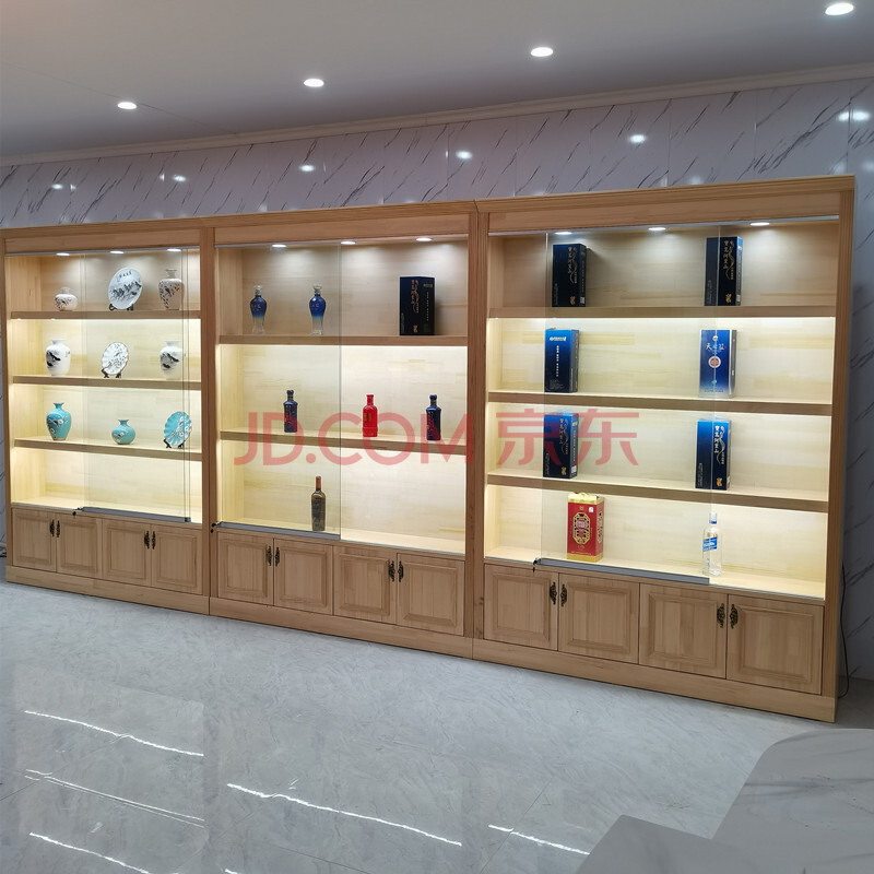 实木烟酒展示柜超市便利店白酒展柜玻璃陶瓷柜红酒柜茶叶货架定制 联