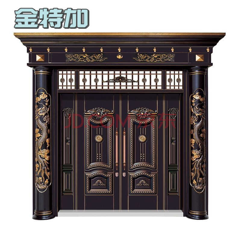 金特加锌合金别墅大门豪华大门农村双开门真铜门防盗门入户门 款式