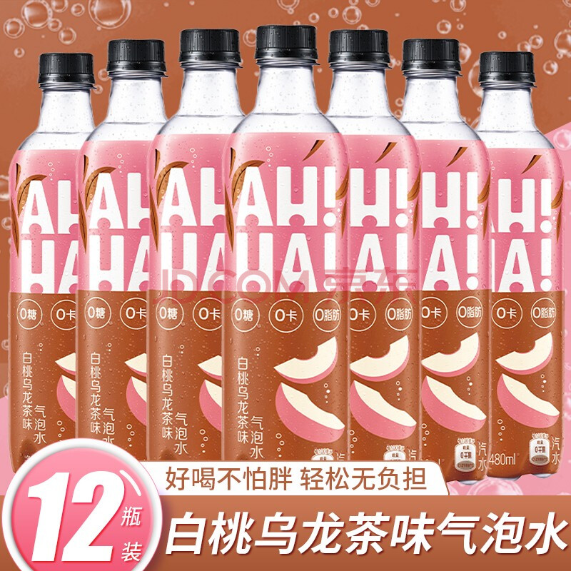 乌龙味气泡水柚子海盐味汽水网红碳酸饮料 白桃乌龙茶味480ml*12瓶