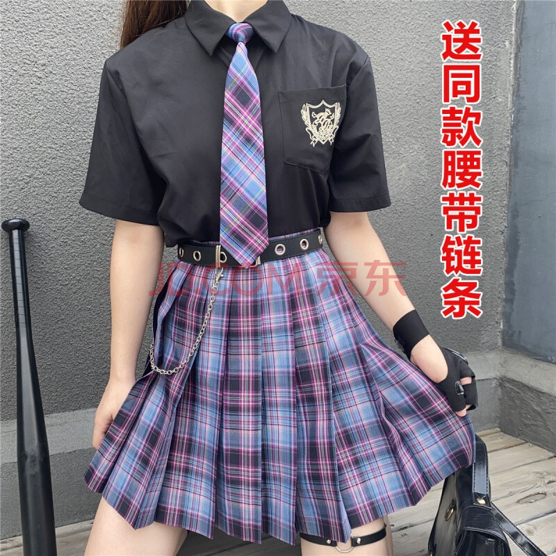 jk制服儿童 电竞少女jk制服正版春夏季短袖全套装霸气黑色女小学生