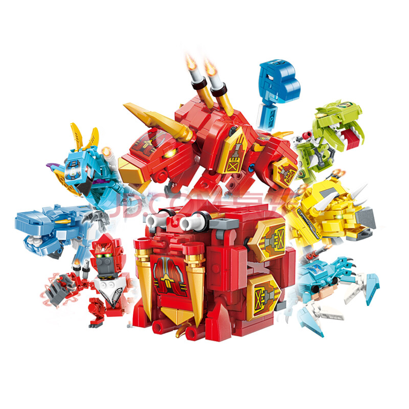 启蒙积木机兽魔方变形玩具儿童拼装男孩类暴龙模型送礼物 41201-41208