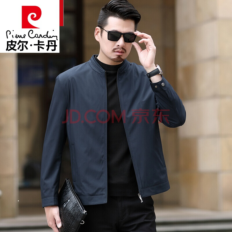 皮尔卡丹2021新款中年男士外套春秋立领商务休闲夹克男爸爸秋装上衣
