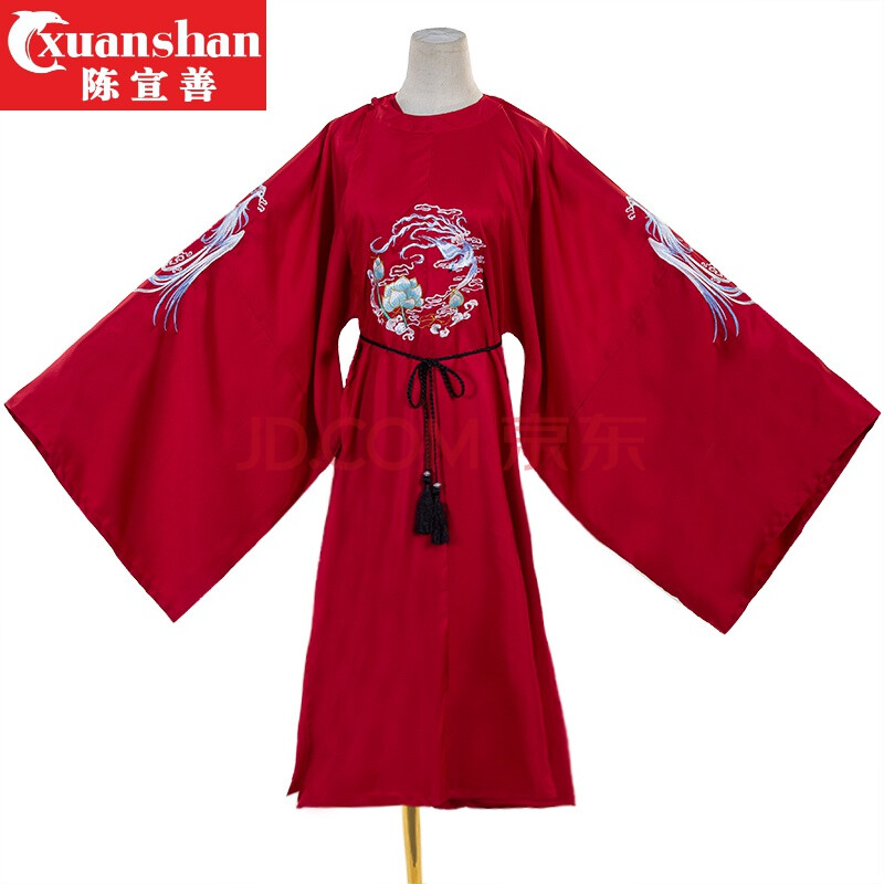 明制汉服男明制圆领袍广袖汉服男女情侣装闺蜜装秋 深枣红色 m