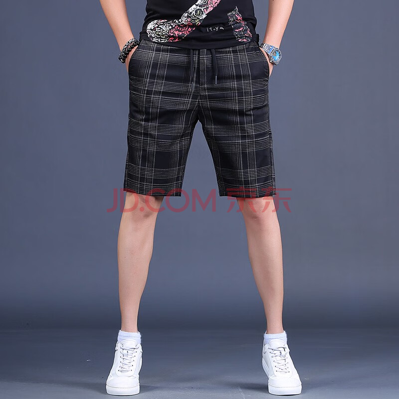 韩积迪 短裤男夏季薄款牛仔五分裤潮流破洞弹力马裤男士直筒宽松休闲