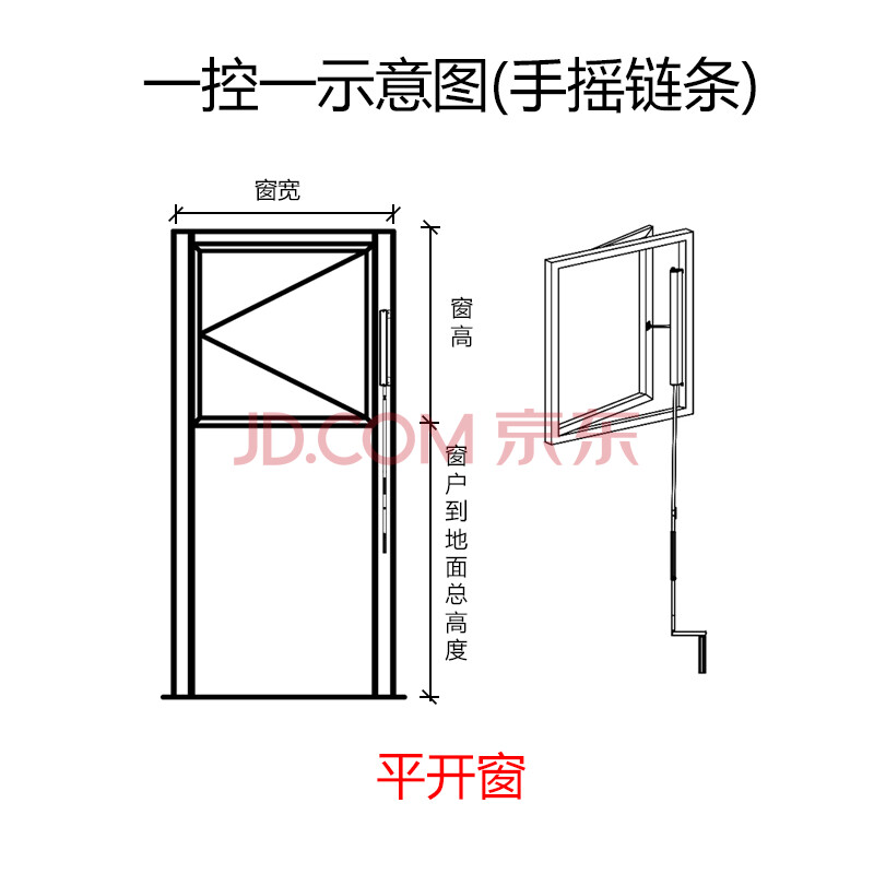 手摇链条开窗机手动开窗器手摇杆式开窗器 手摇链条开窗机一控一平