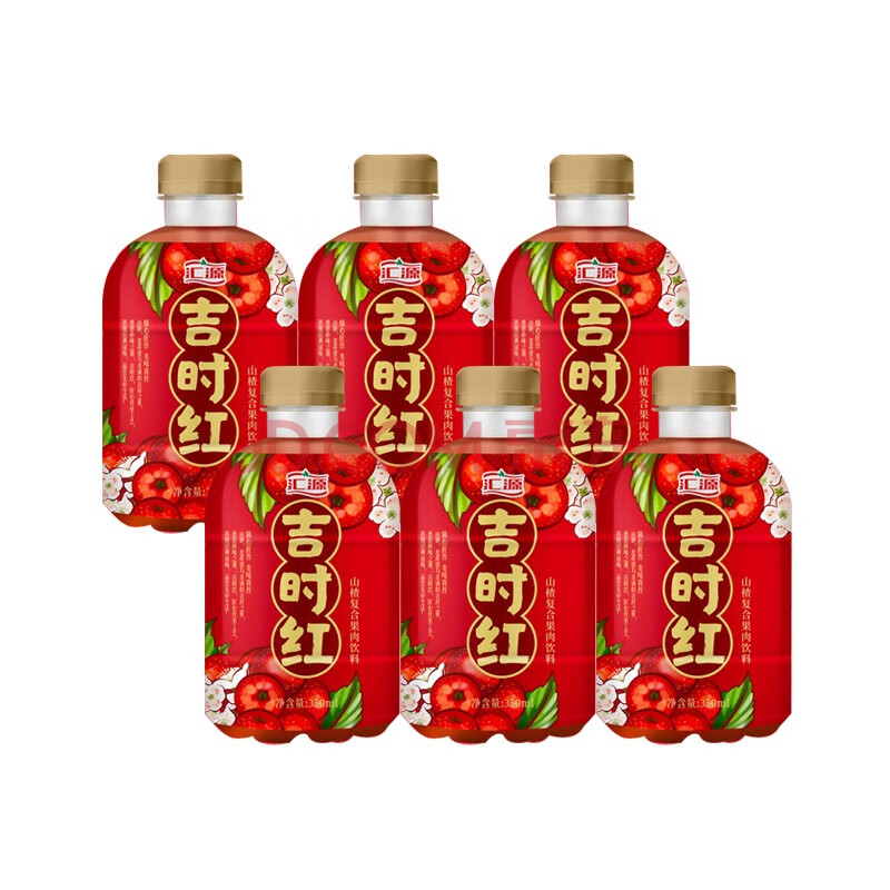 汇源吉时红山楂果汁饮料整箱小瓶 350mlx6甁山楂果汁果肉饮料