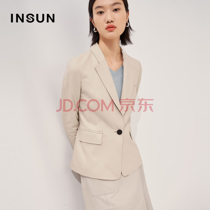 经典色西装绵羊皮衣一粒扣商务外套女 米色 40/l 商品介绍 规格与包装