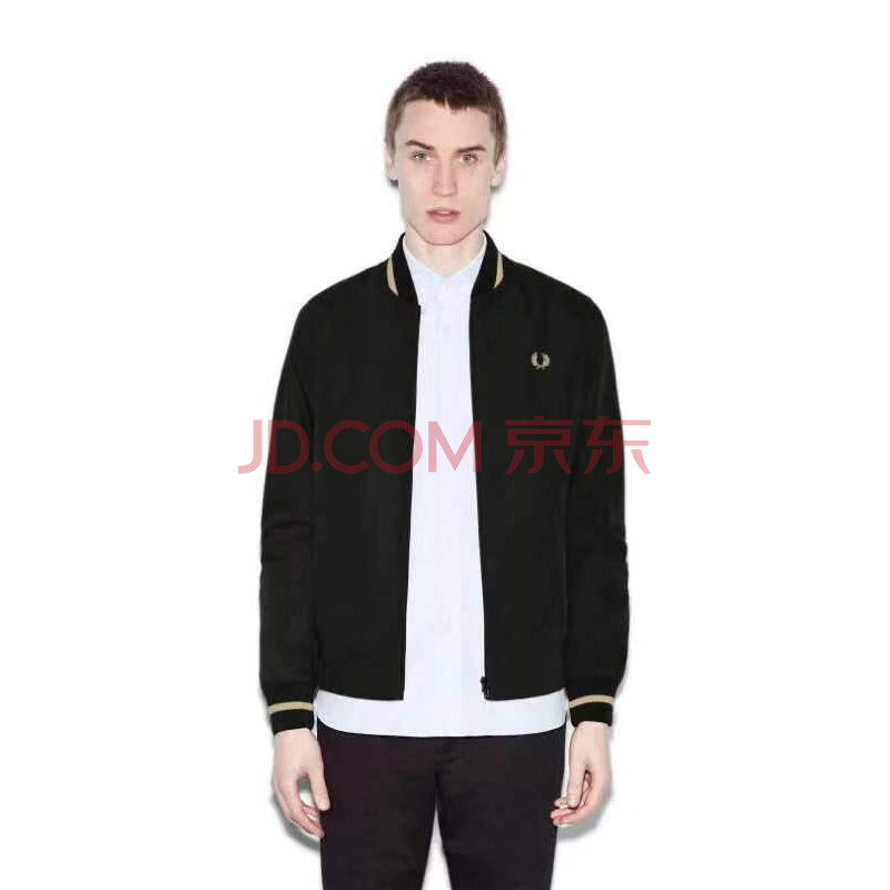fred perry 麦穗英伦 同款男装时尚潮流撞色休闲夹克外套 黑色 46/xxl