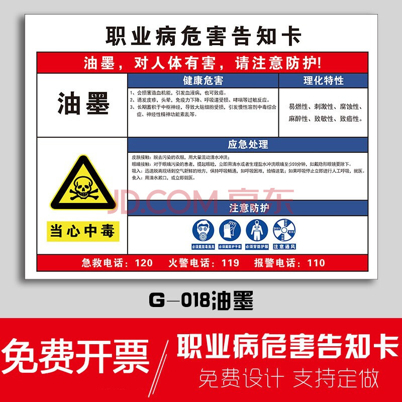 职业病危害告知卡 健康危害应急处理噪声粉尘高温烫伤