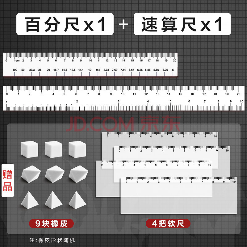 公务员公考行测速算尺考试文具资料分析套装百化分尺子平方百分数