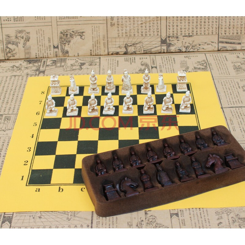 高端】仿古国际象棋小号棋子皮革棋盘西安兵马俑棋子人物造型创意礼品