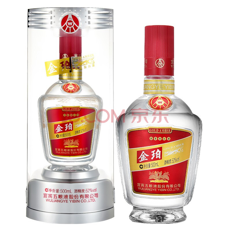 五粮液股份 金珀 浓香型白酒 52度 500ml 一瓶装