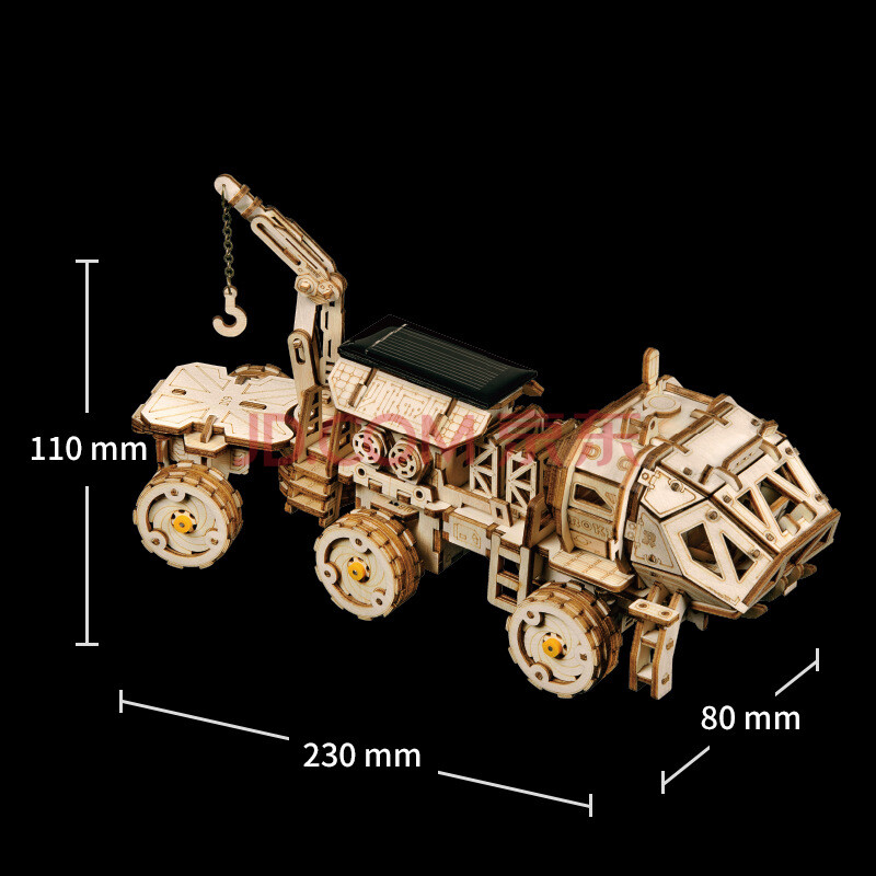 火星车模型太阳能玩具科幻3d立体拼图木质火腥车机械莫型创意diy模形