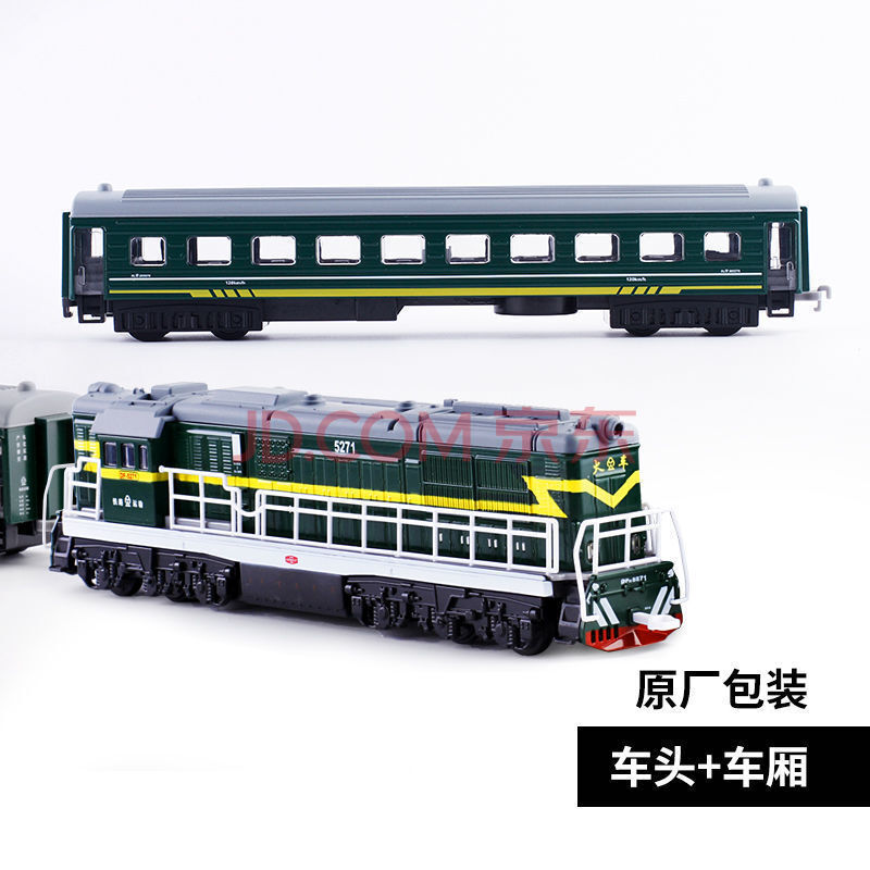 东风火车头车厢模型仿真合金绿皮火车轨道玩具儿童火车玩具车 老式