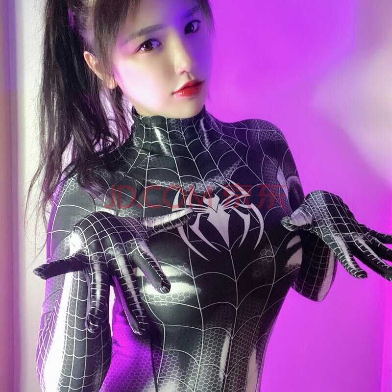 双勉家 2021 女蜘蛛侠紧身衣mj黑猫共生体cosplay舞台服抖音同款二