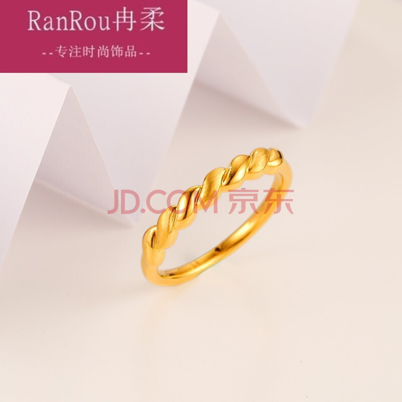 老凤祥同款5d硬金黄金链条小巧女戒指足金999纯金亮面