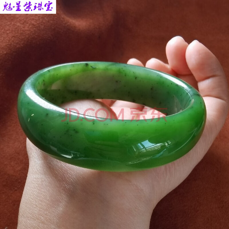 新疆和田玉碧玉手镯粗条老坑料玛纳斯碧玉镯子料细油润大圈61mm 图片