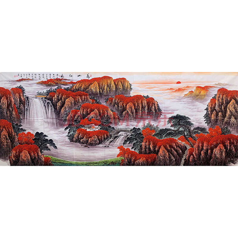 孔红贵 中国国画家协会会员《万山红遍》尺寸:360x145cm 大丈二