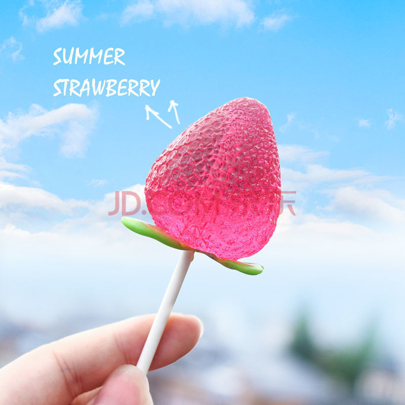 草莓棒棒糖夏日水晶糖果草莓味网红水果星空糖手工吃的零食儿童宝