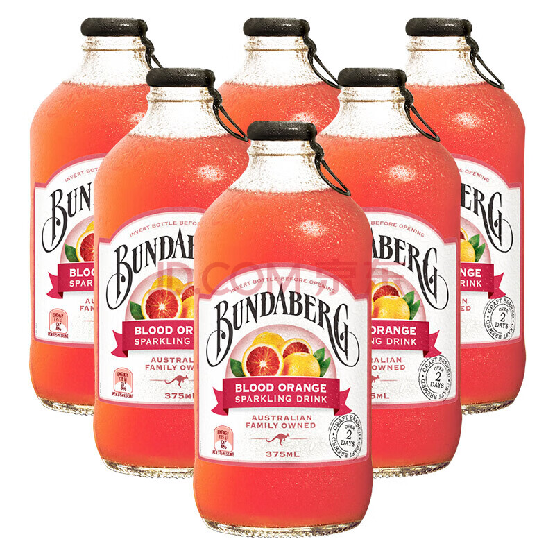 澳州进口宾得宝bundaberg含气青柠汁蜜桃芒果混合饮料 375ml*6瓶 血橙