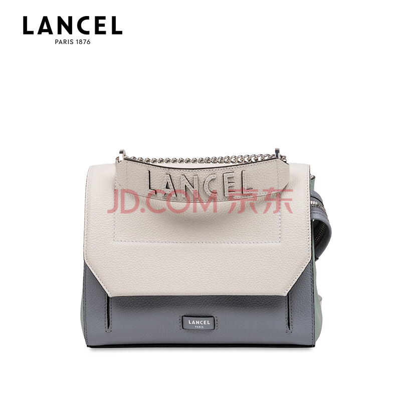 兰姿lancel 奢侈品女包 ninon系列 女士马尔代夫蓝拼色中号牛皮革单肩