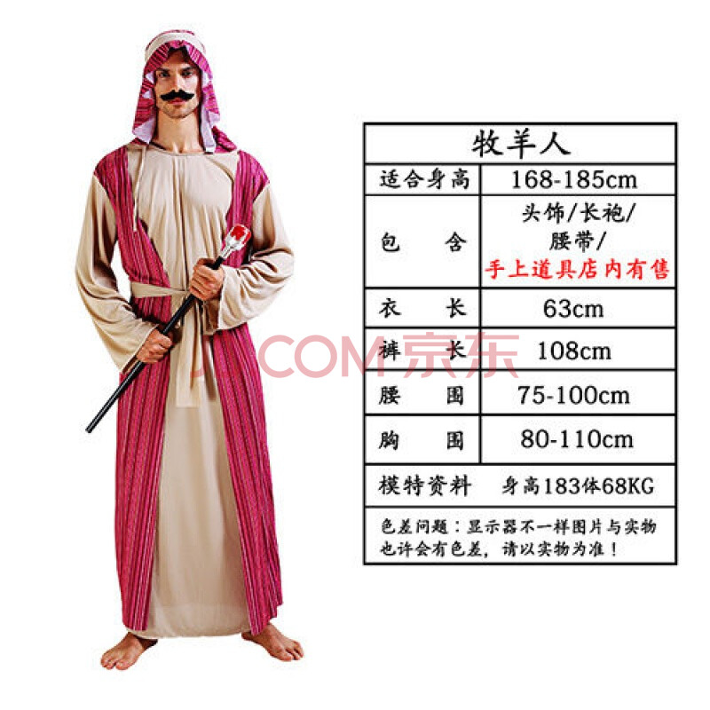 国王王子长袍阿拉丁神灯服装化妆舞会成人男女衣服2021 男牧羊人 均码