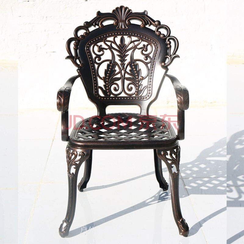 圆形桌子欧式铁艺椅子室外户外加厚铝艺椅子铝合金露天椅子休闲椅子 2