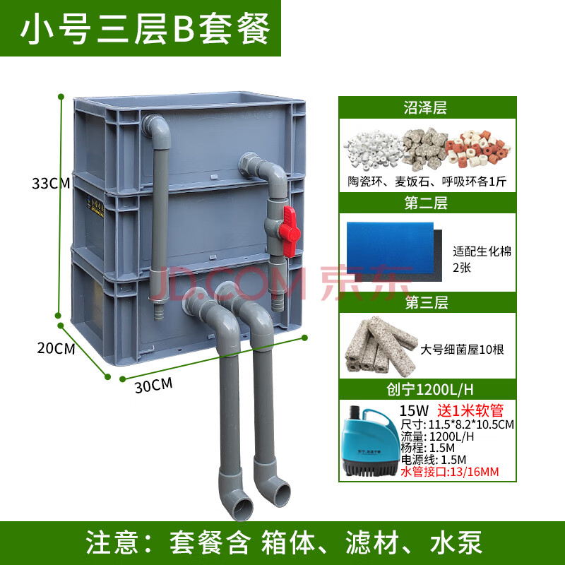 户外鱼池过滤材料沼泽过滤箱自制周转箱过滤盒鱼缸鱼池过滤器水池水