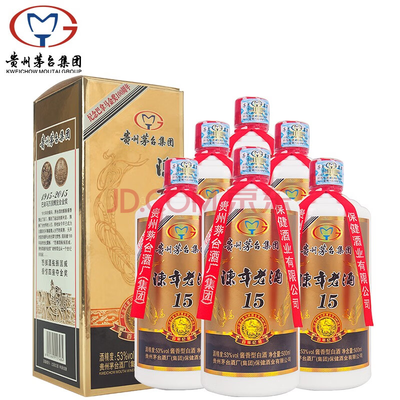 53度酱香型白酒 自饮送礼迎宾酒水 500ml*6瓶整箱装 陈年老酒15(2016