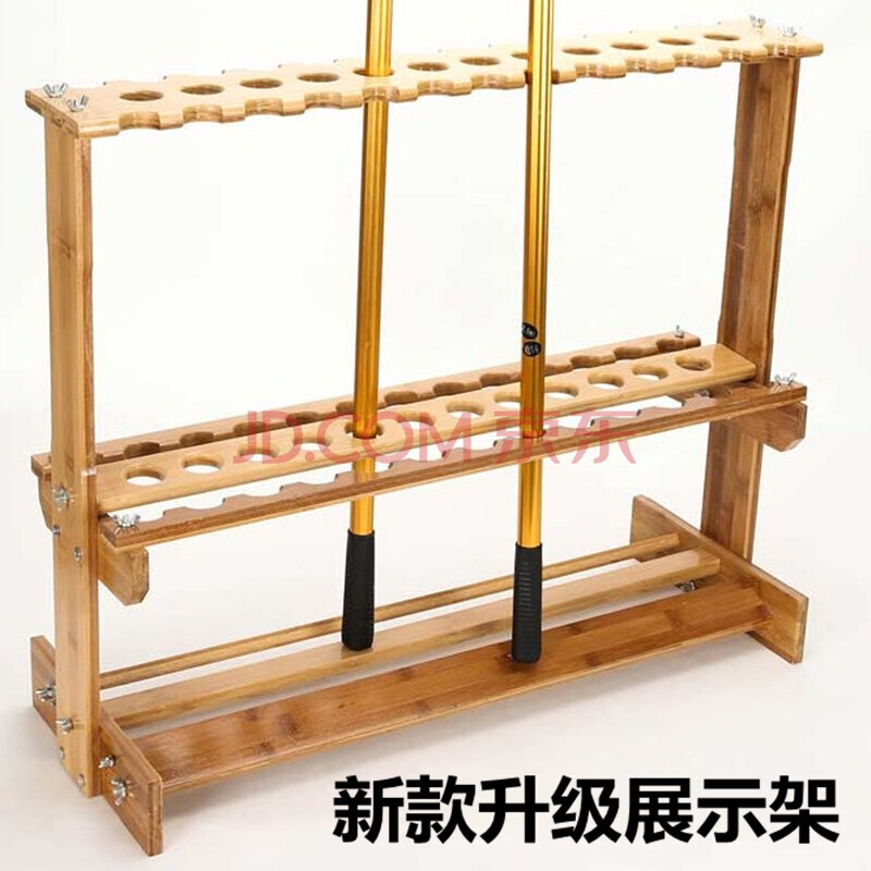 2019新品鱼竿抄网展示架展会23位47位木质竹鱼竿架纳架 加厚23位