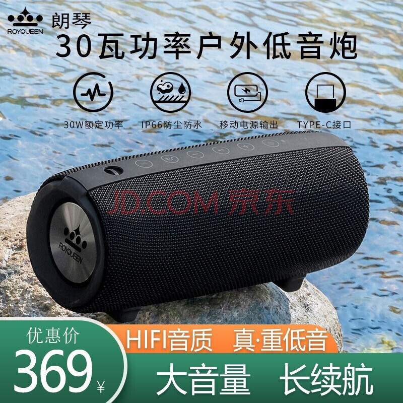 朗琴(royqueen m580 蓝牙音箱无线户外重低音便携式防水hifi音箱收音