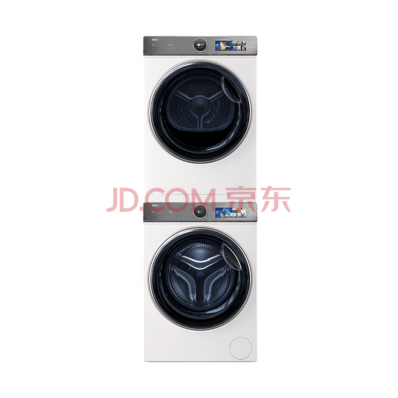 海尔（Haier）云溪冠军版386 洗烘套装 10KG滚筒洗衣机+双擎热泵烘干机 超薄全嵌 386W+386W 白色