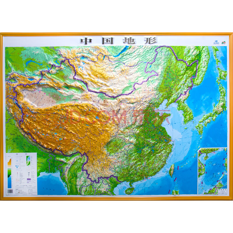 1米x0.8米 中国地图挂图家用教学 中国凹凸地形地图 学