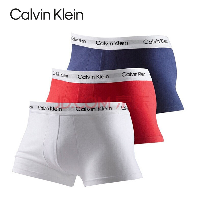 【3条装】calvin klein ck内裤 男士棉质平角四角舒适内裤 送男友礼物