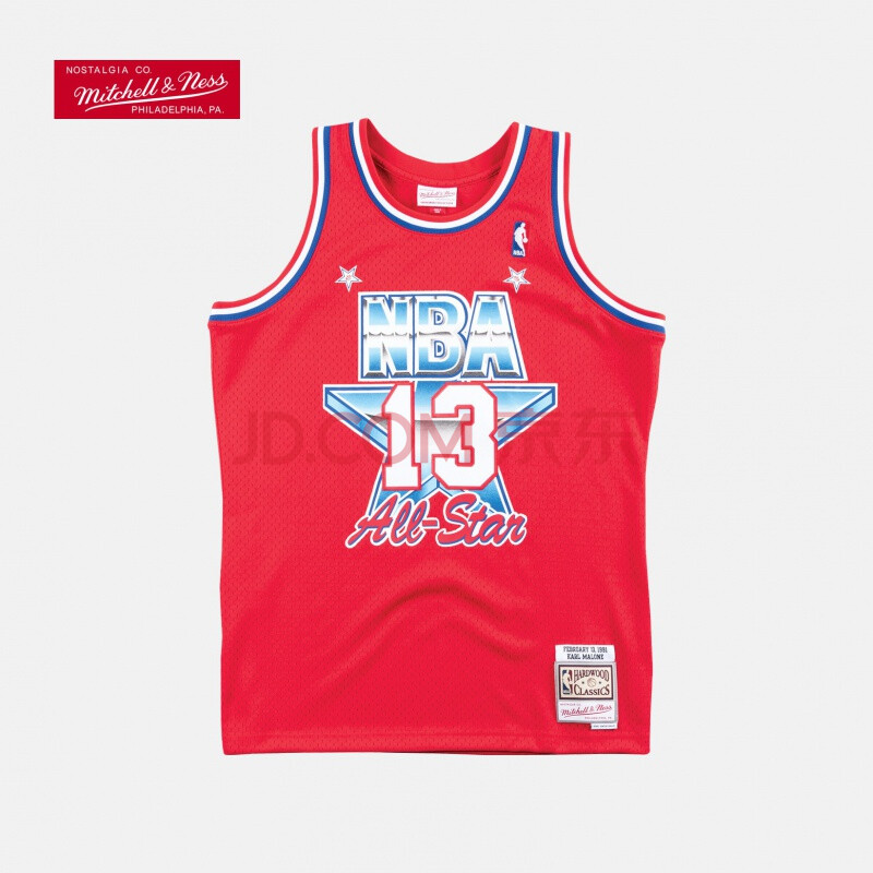 nba-mitchell ness 复古球衣-sw-1991年全明星赛西部-马龙 13 红色 s