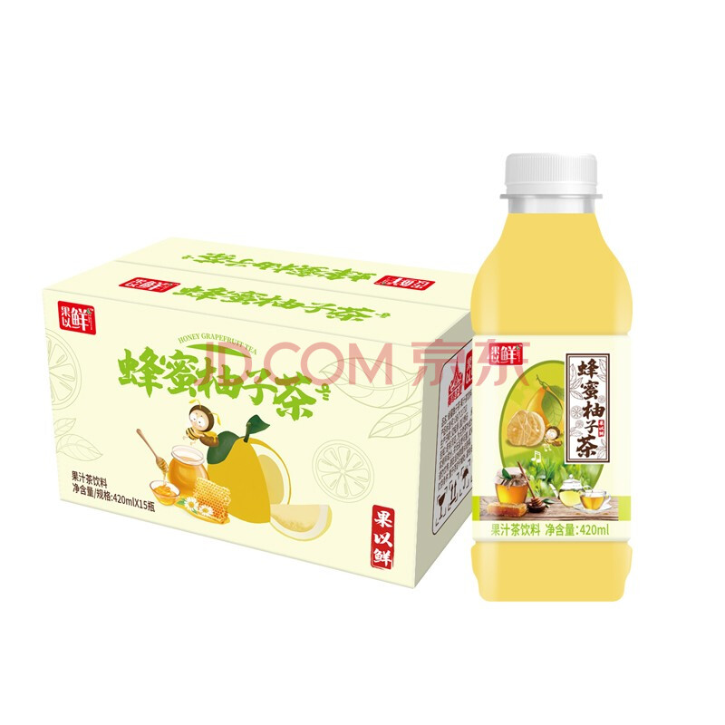 椰泰果汁茶饮料果以鲜420ml蜂蜜柚子茶每天果以鲜鲜爽每一天浅黄色420