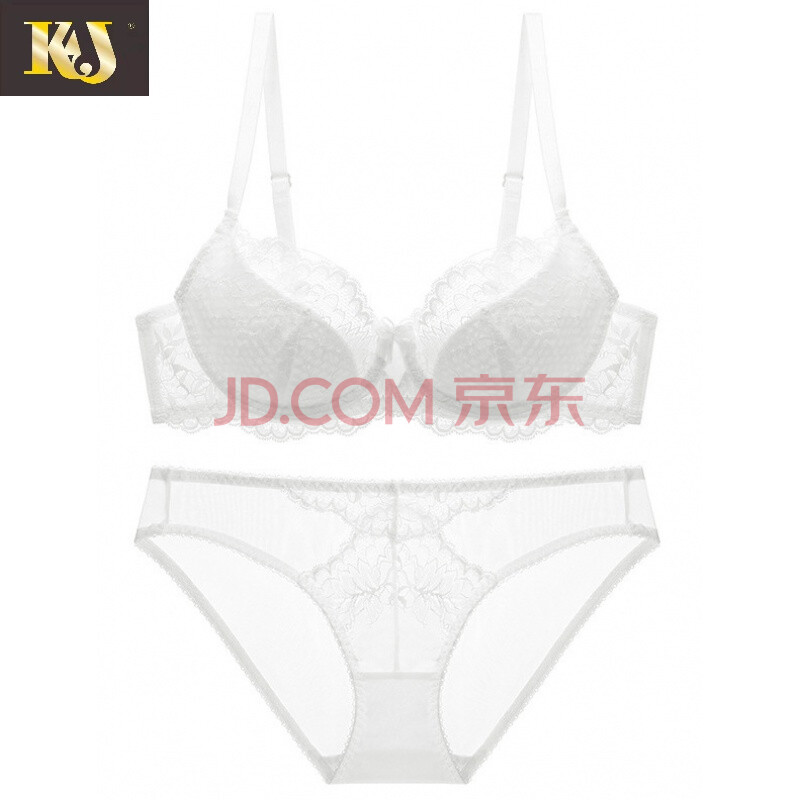 年结婚喜庆新品欧美性感蕾丝薄杯胸罩女士文胸套装大胸显小内衣 白色
