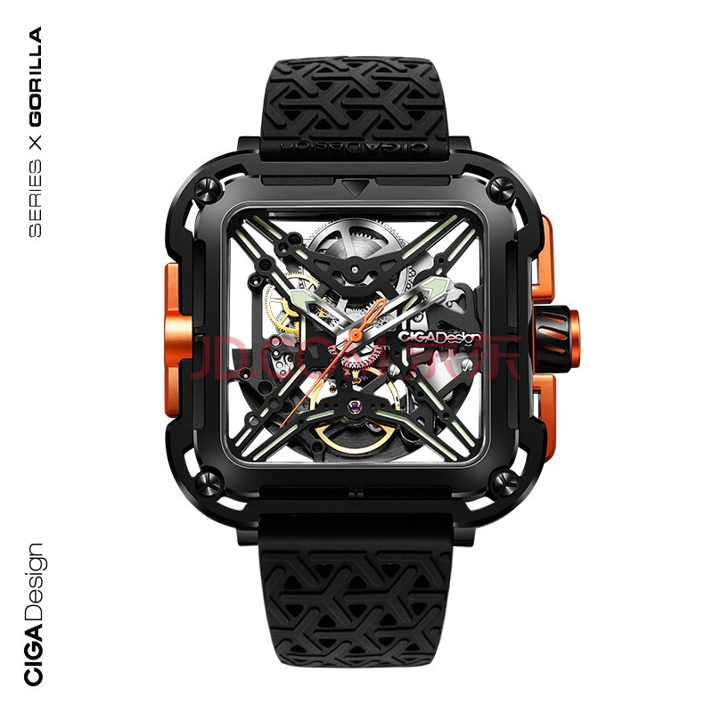 ciga design玺佳机械表x系列大猩猩方形镂空男士手表