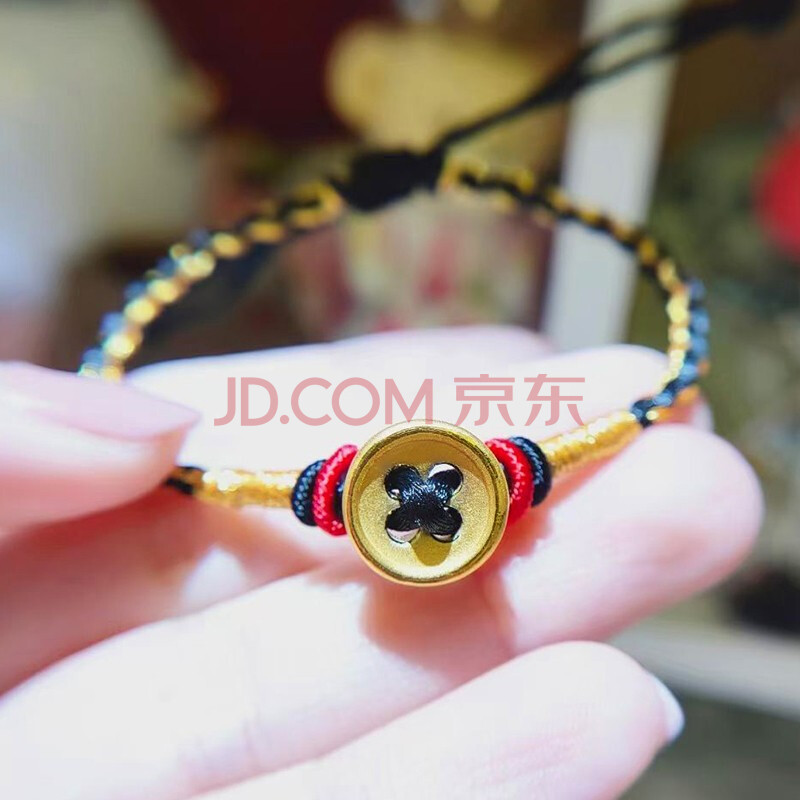 祁爱金楼999黄金纽扣足金手链女金扣子纯金转运珠男扭转乾坤情侣款手