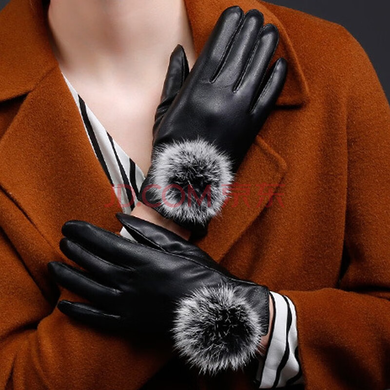 奕昂皮手套女士冬季可爱加绒防寒保暖秋冬开车皮手套女款