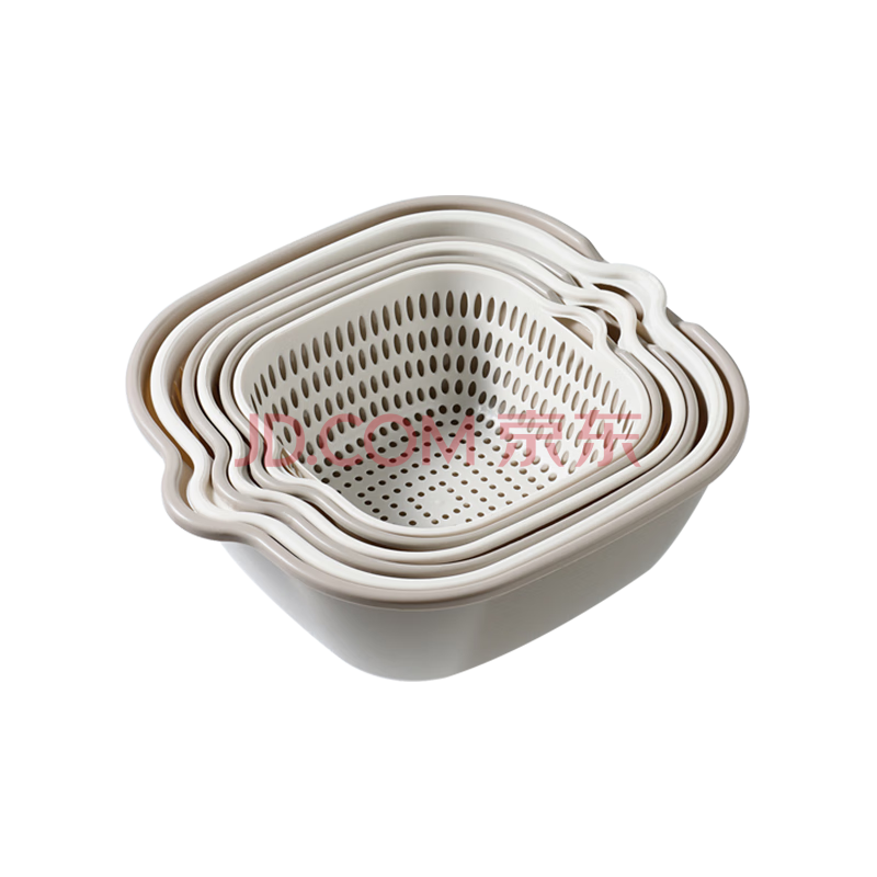 拜杰双层沥水篮塑料沥水篮神器洗菜盆果盘家用可叠挂收纳收纳篮6件套
